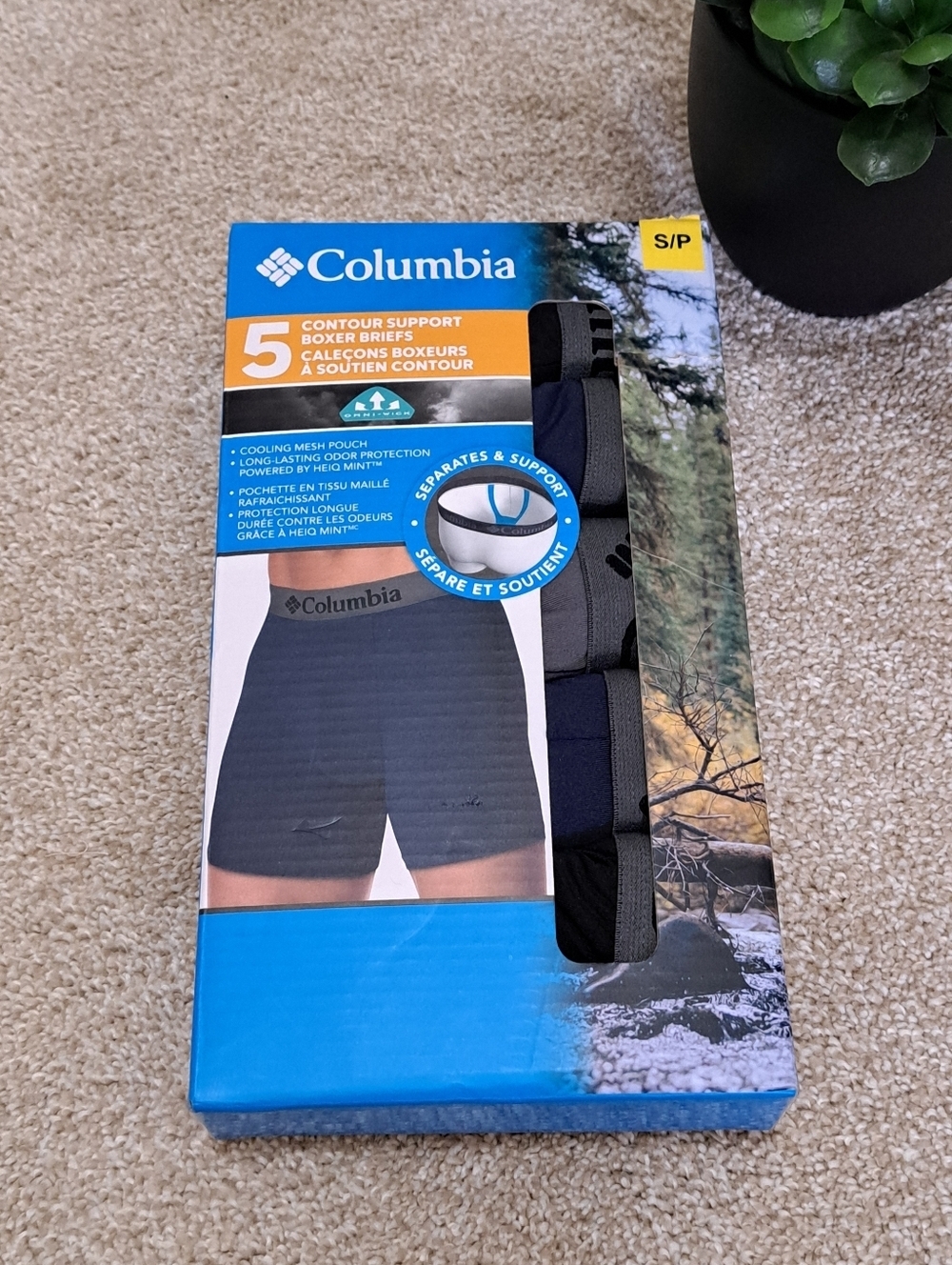 Columbia Men's Boxer Briefs 5 Pack Size Small Contour Support Black Grey Blue
